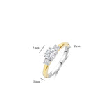 Ti Sento Sterling Silver Classic Tripe CZ Ring Golden 7mm