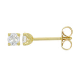 18ct Yellow Gold Diamond Solitaire Four Claw Stud Earrings 0.34ct