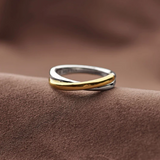 Ti Sento Sterling Silver Crossover Ring Golden 5mm