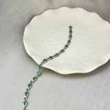 9ct White Gold Emerald Diamond Open Pear Link Bracelet