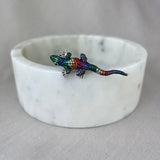 Vintage Design Sterling Silver Rainbow Lizard Brooch