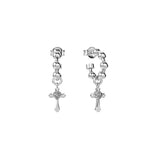 Stolen Girlfriends Club Gothic Cross Ball Chain Hoop Earrings