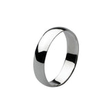 Dew Sterling Silver Plain D-Shape Band Ring 5mm