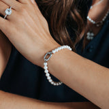 Ti Sento Sterling Silver Pearl Elongated Clasp Bracelet 6mm
