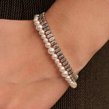 Ti Sento Sterling Silver Baguette Tennis CZ Bracelet