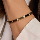 Ti Sento Sterling Silver Classic CZ Studded Bangle Golden 5mm