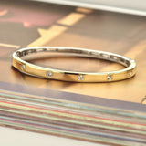 Ti Sento Sterling Silver Classic CZ Studded Bangle Golden 5mm