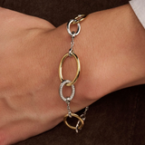 Ti Sento Sterling Silver Connected Circle Oval Bracelet Golden