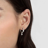 Nomination Lucentissima Star Charm Hoop Earrings Sterling Silver CZ