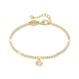 Nomination Petite Sparkle Clover Charm Tennis Bracelet, Sterling Silver Gold Plated CZ