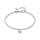 Nomination Petite Sparkle Heart Charm Tennis Bracelet, Sterling Silver CZ