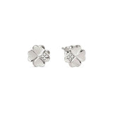 Nomination Petite Sparkle Four Leaf Clover Stud Earrings, Sterling Silver CZ