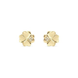 Nomination Petite Sparkle Four Leaf Clover Stud Earrings, Sterling Silver Gold Plated CZ