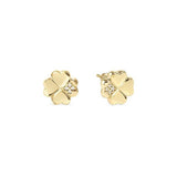 Nomination Petite Sparkle Four Leaf Clover Stud Earrings, Sterling Silver Gold Plated CZ