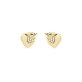 Nomination Petite Sparkle Heart Stud Earrings, Sterling Silver Gold Plated CZ