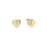 Nomination Petite Sparkle Heart Stud Earrings, Sterling Silver Gold Plated CZ