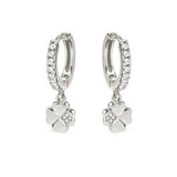 Nomination Petite Sparkle Four Leaf Clover Hoop Earrings, Sterling Silver CZ