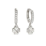Nomination Petite Sparkle Four Leaf Clover Hoop Earrings, Sterling Silver CZ