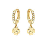 Nomination Petite Sparkle Four Leaf Clover Hoop Earrings, Sterling Silver Gold Plated CZ