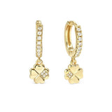 Nomination Petite Sparkle Four Leaf Clover Hoop Earrings, Sterling Silver Gold Plated CZ