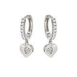 Nomination Petite Sparkle Heart Hoop Earrings, Sterling Silver CZ