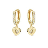 Nomination Petite Sparkle Heart Hoop Earrings, Sterling Silver Gold Plated CZ