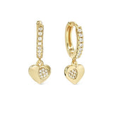 Nomination Petite Sparkle Heart Hoop Earrings, Sterling Silver Gold Plated CZ