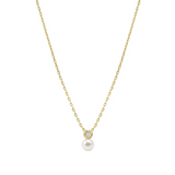 Nomination Pearls Loop CZ Solitaire Necklace, Sterling Silver Gold Plated