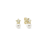 Nomination Pearls Loop CZ Star Stud Earrings, Sterling Silver Gold Plated