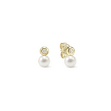 Nomination Pearls Loop CZ Solitaire Stud Earrings, Sterling Silver Gold Plated