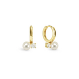 Nomination Siren Dream Pearl CZ Hoop Earrings, Sterling Silver Gold Plated