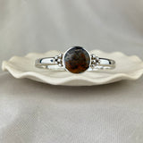 Sterling Silver Handmade Oval Hinged Bangle with Picasso Jasper