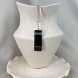 Sterling Silver Large Rectangular Banded Agate Necklace 16"