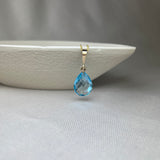 9ct Yellow Gold Swiss Blue Topaz Briolette Pendant