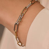 Ti Sento Sterling Silver Signature Closed Forever Chain Bracelet Bicolour