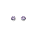 Dew Small Round Amethyst Stud Earrings