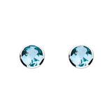 Dew Medium Round Round Blue Topaz Stud Earrings