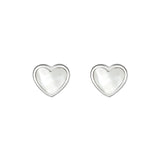 Dew White Mother of Pearl Heart Stud Earrings