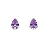 Dew Silver Pear Shape Amethyst Stud Earrings