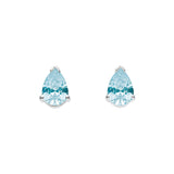 Dew Silver Pear Shape Blue Topaz Stud Earrings