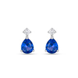 Dew Silver Pear Shape Synthetic Blue Spinel CZ Duo Stud Earrings