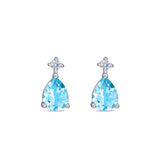 Dew Silver Pear Shape Blue Topaz CZ Duo Stud Earrings