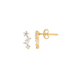 Dew Silver Baguette CZ Gold Plated Scatter Stud Earrings