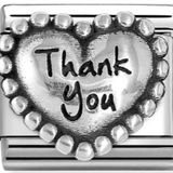 Nomination Classic Silver Thank You Heart With Dots Charm