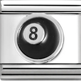 Nomination Classic Silver Enamel Pool Eight Ball Charm