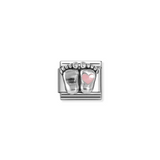 Nomination Classic Silver Enamel Pink Baby Feet With Heart Charm