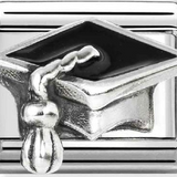 Nomination Classic Silver Enamel Graduation Cap Charm
