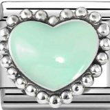 Nomination Classic Silver Enamel Pastel Green Heart Charm