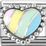 Nomination Classic Silver Enamel Pastel Rainbow Heart Charm