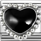 Nomination Classic Silver Enamel Black Heart Charm